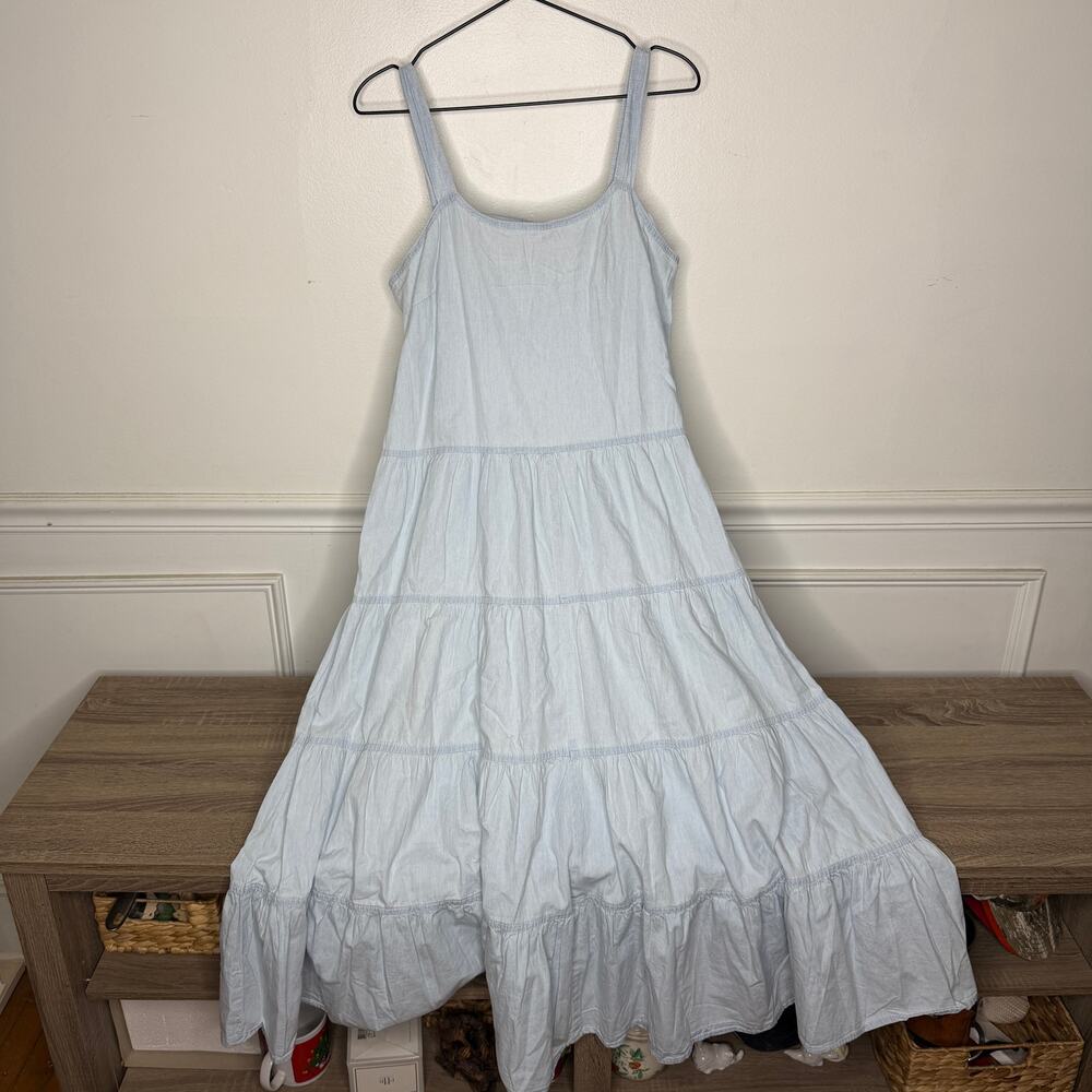 Tuckernuck / Pomander Place Light Blue Chambray Tiered Midi Dress